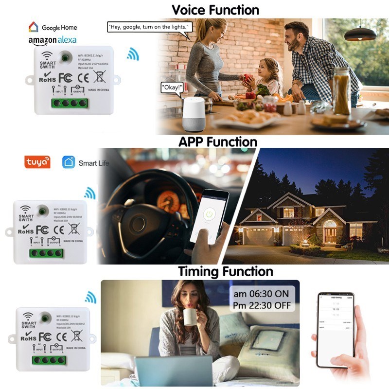 Wifi Tuya Mini Smart Light Switch 433MHZ Wireless Wall Panel