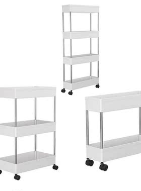 2/3/4 Tier Rolling Utility Cart Storage Shelves with Roller