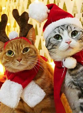 Christmas Dog  Hat Pet  Dog Caps Puppy Santa Red Scarf