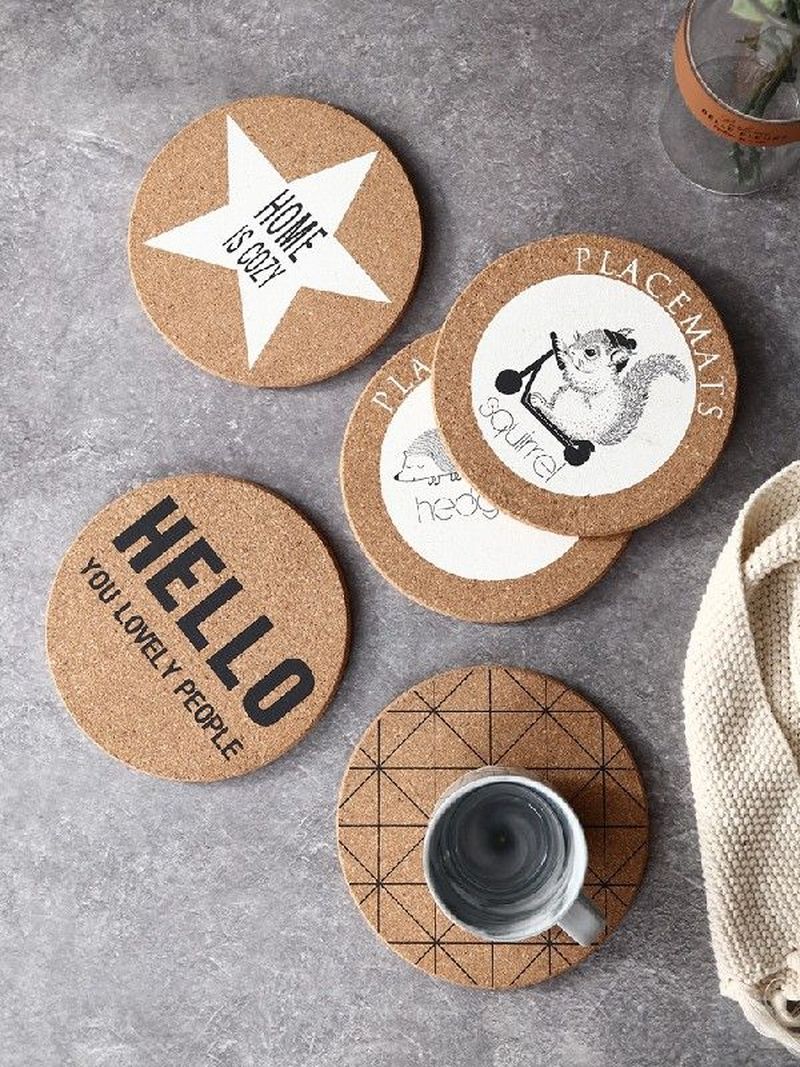 17cm simple cork insulation pad coaster bowl mats set