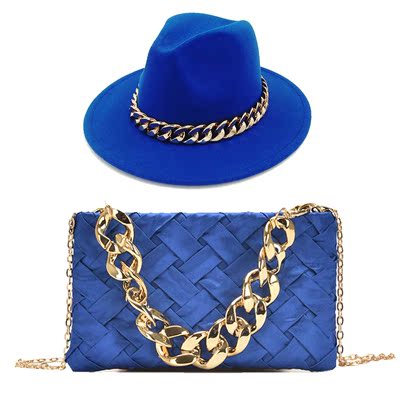 New Fedoras Hat Two-piece Set Hat For Women Oversized Chain
