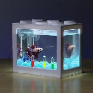USB Mini Aquarium Fish Tank With LED Lamp Light Betta Fish