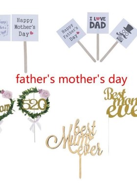 Cake Topper Happy Father 's Day Mother's Day Gold Pa