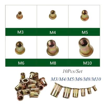 10/20Pcs M3 M4 M5 M6 M8 M10 Zinc Plated Knurled Nuts Rivnut