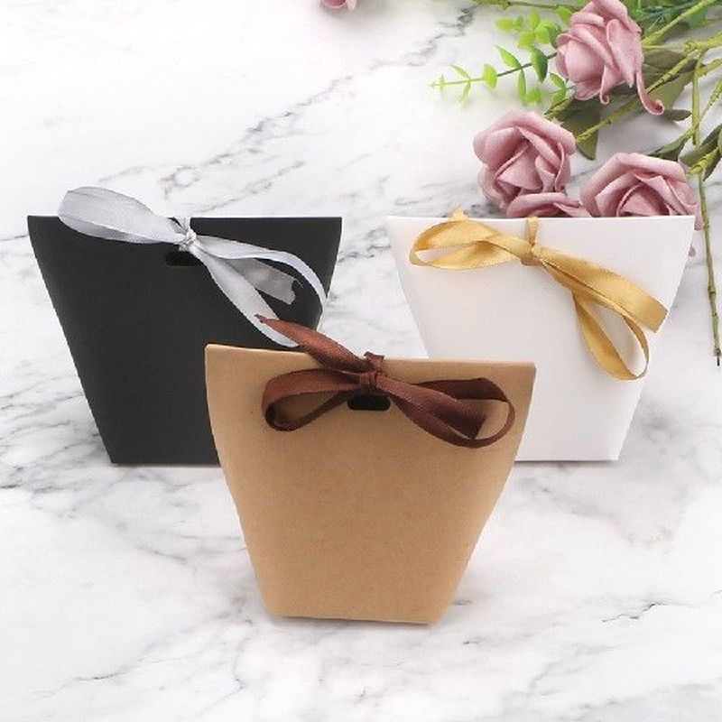 White Black Candy Bag 50pcs Blank Kraft Paper Bag Birthday