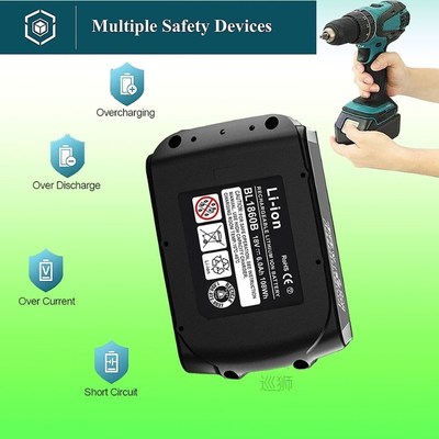 6.0Ah upgraded BL1860B replacement battery compatible with M