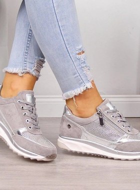 Women Casual Shoes Fashion Wedge Flat LaceUp Sneakers Ladies