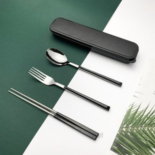 Portable cutlery set Korean chopsticks fork spoon three-piec