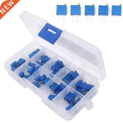 50 Pcs 10 Values Assortment 3296W Multiturn Variable Resisto