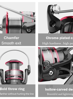 Fishing Reel 8KG Pike Black Red Spinning reel  Handle Line S