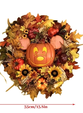 Pumpkin Wreath Decor Halloween Thanksgiving Front Door