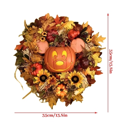 Pumpkin Wreath Decor Halloween Thanksgiving Front Door