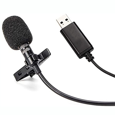 2m USB Lavalier Microphone Clip-on Lapel Mic for PC Computer