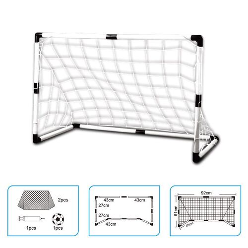 2Pcs Mini Football Soccer  Goal Folding Post Net   Pump Kids