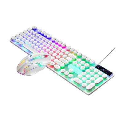Waterproof Punk Keyboard with 108 Round Keycaps Luminous Key