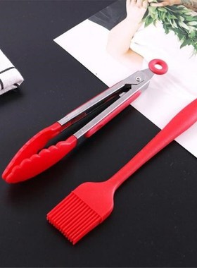 BBQ Tongs Basting Brush Set Silicone Oil Brush Kitchen Tongs