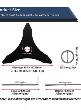 3 Teeth Brush Cutter Blade Shp Manganese Steel Weed Eater