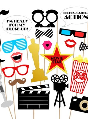 Hollywood Movie Theme Photobooth Props Wedding Baby Shower