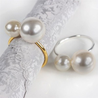 12pcs/set Highlight Pearl Napkin Ring Wedding Pearl Cloth Ri