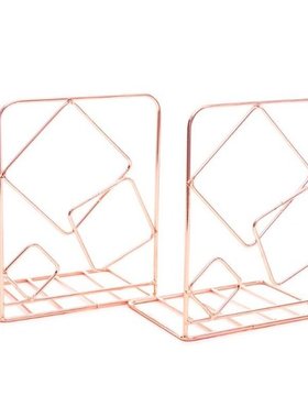 2pcs Square Metal Desktop Bookends Book Ends Support Stand H