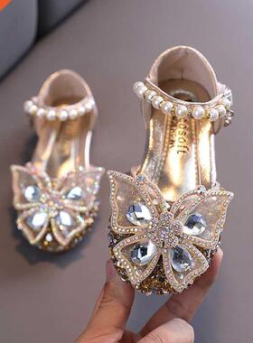 Fashion Girls Sequin Lace Bow Kids Shoes Girls Cute Pearl Pr