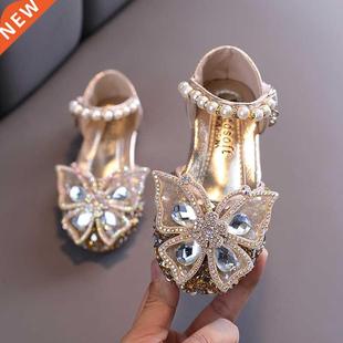 Shoes Girls Sequin Lace Fashion Cute Kids Bow Pearl