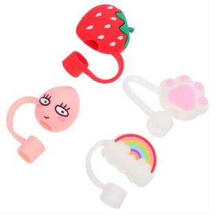Straw Cover Tips Drinking Cap Silicone Covers Reusable Cute