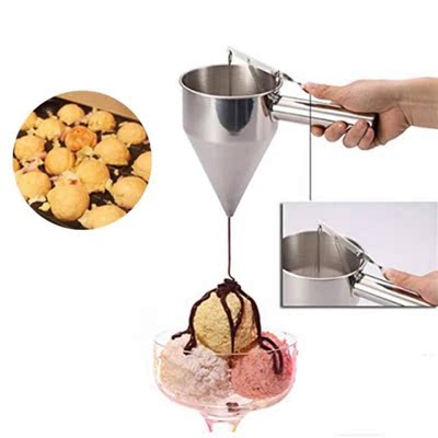 Stainless Steel Takoyaki Piston Funnel With Support Sauce Cr
