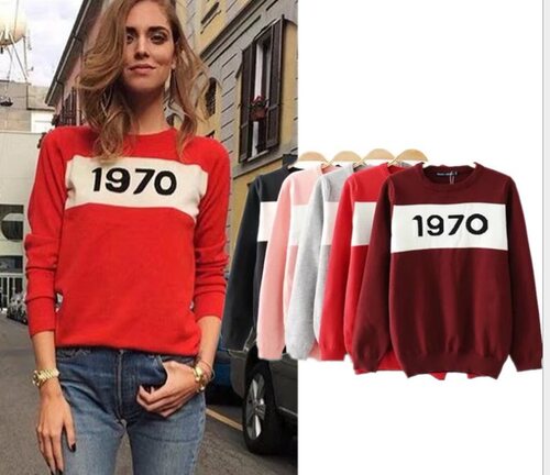 Sreet snap fashion knitwear fall new 1970 digital print ladi