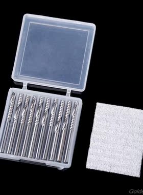 10 Pcs 4mm Shank Single Flute Carbide Spiral End Mill Cutter