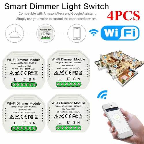 4PCS 1 Gang DIY Mini WiFi LED Dimmer Module Tuya