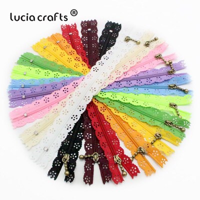 Lucia crafts 20cm Nylon Coil Beautiful Lace Zippers for DIY