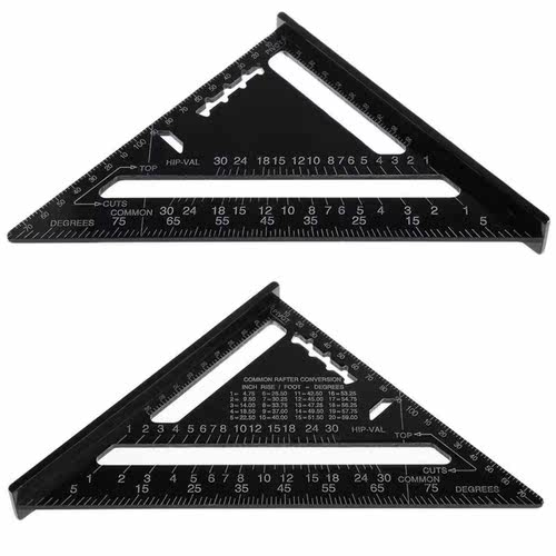 Angle Ruler 7/12 inch Metric Aluminum Alloy Triangular Measu