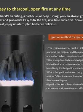 Fast Charcoal Ignition Barrel Carbon Stainless Steel Stove B