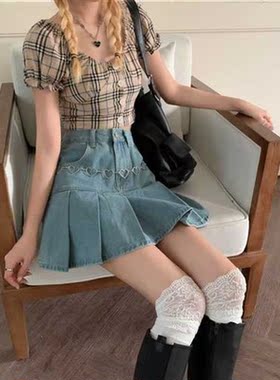 Casual Denim Mini Skirt Women Summer 2021 High-Waiste Haraju