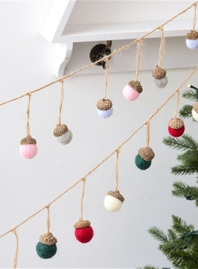 6pcs Xmas Tree Ornament Wool Felt Acorn Pine Cones Diy Penda