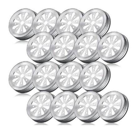 16Pcs Regular Mouth Mason Can Jar Lid Rust Proof Daisy Cut