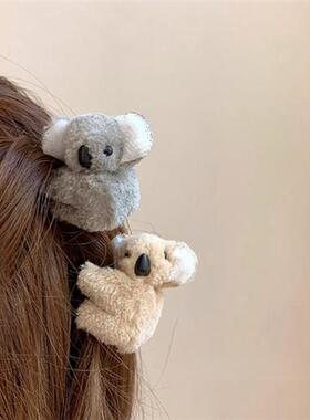 2021 Women Girls Cute Side Bangs Clip Plush Koala Bear Ornam