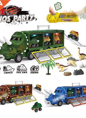 Dinosaur Transport Truck Pull Back Dino Car Vehicle Containe