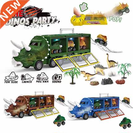 Dinosaur Transport Truck Pull Back Dino Car Vehicle Containe