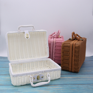 Organize rattan box retro luggage rattan suitcase hand gift
