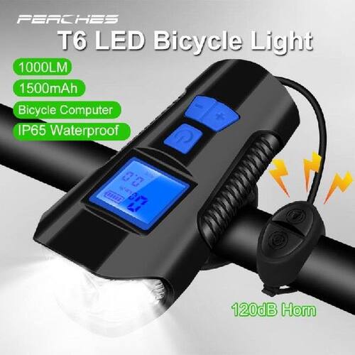 Bicycle Light USB Rechargeable Bike Odometer Front Light