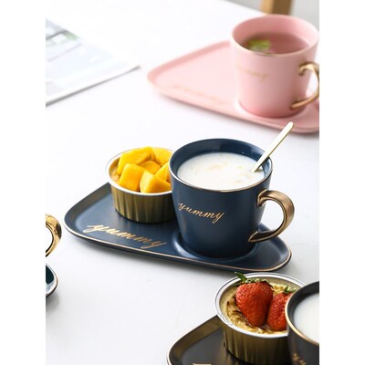 European Luxurious Ceramic Office Coffee Cup And Saucer Set