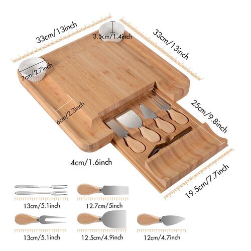 BAMBOO Cheese Knives Board Set Cheese Board Plate Platter Ch