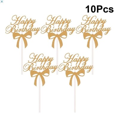 10 Pcs Cake Toppers Glitter Cake Toppers Happy Birthday