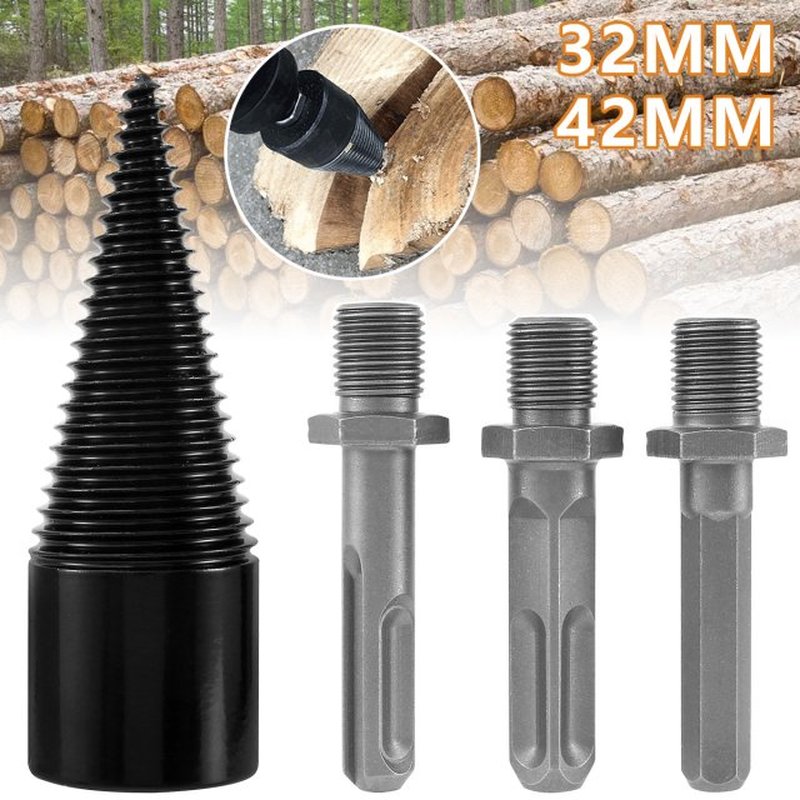 1 pcs 42/32mm Firewood Splitter Drill Bit with 3pcs Square S