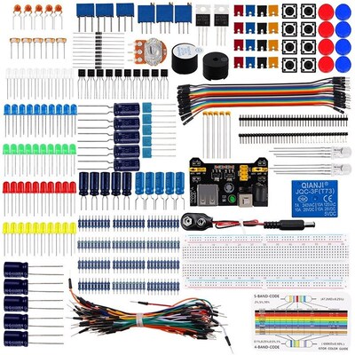 Diy Electronics Basic Starter Kit Breadboard,Jumper wires,Re