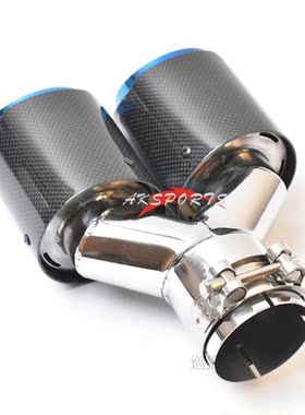 1PC Glossy Straight Carbon Stainless Steel Dual tip Equal Le