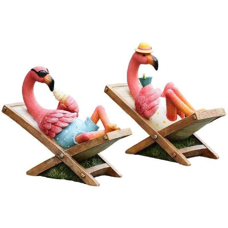 Flamingo Garden Statue Figurines Resin Sculptures Outdoor图片