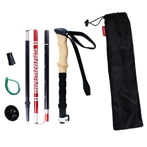 Outdoor Hiking Walking Stick Aluminum Alloy Pole Folding Mou